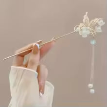 1/6pcs Elegant Chinese Style Tassel Hair Stick Traditional Floral Design Hairstyle Accessory Women Jewelry Hairpin Hairneedle